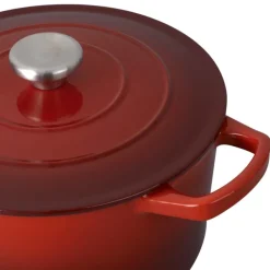 Garnek żeliwny emaliowany 4 L GierekHoff Żeliwna Tradycja kociołek czerwony 25 cm GH 6004