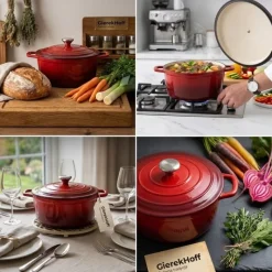 Garnek żeliwny emaliowany 4 L GierekHoff Żeliwna Tradycja kociołek czerwony 25 cm GH 6004