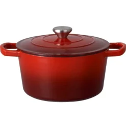 Garnek żeliwny emaliowany 3 L GierekHoff Żeliwna Tradycja kociołek czerwony 22 cm GH 6003