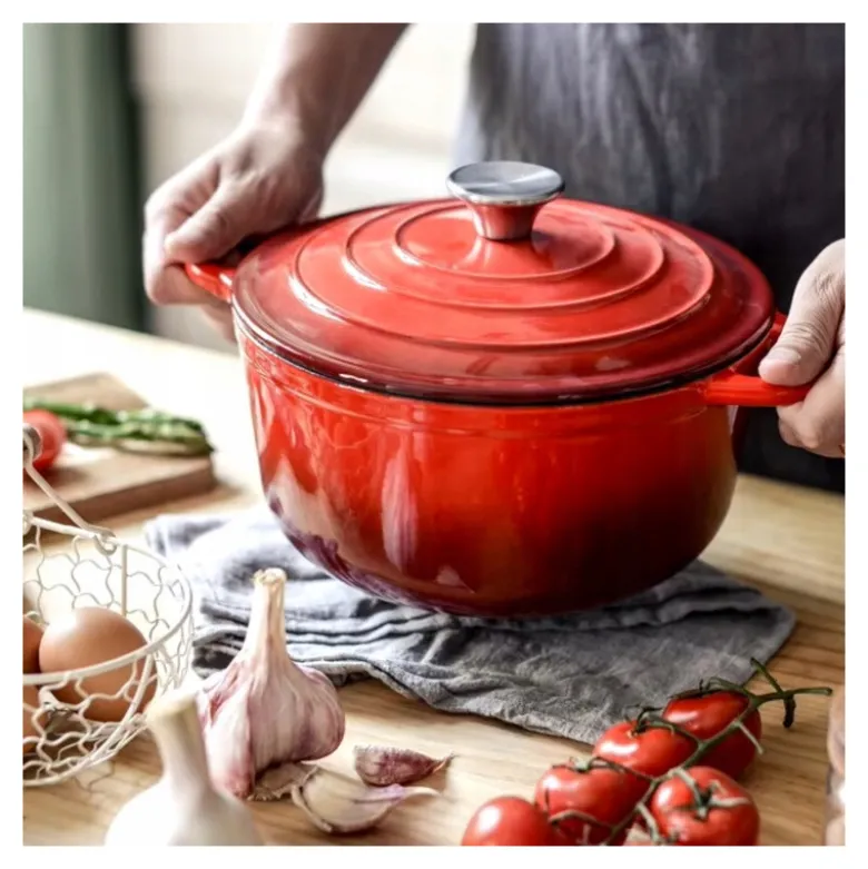 Garnek żeliwny emaliowany 5 L MG Home Infinito kociołek czerwony 25 cm