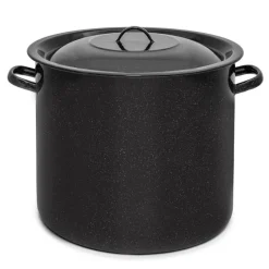 Garnek emaliowany czarny 31 L prosty duży kociołek z pokrywką 36 cm TR 5852 indukcja gaz