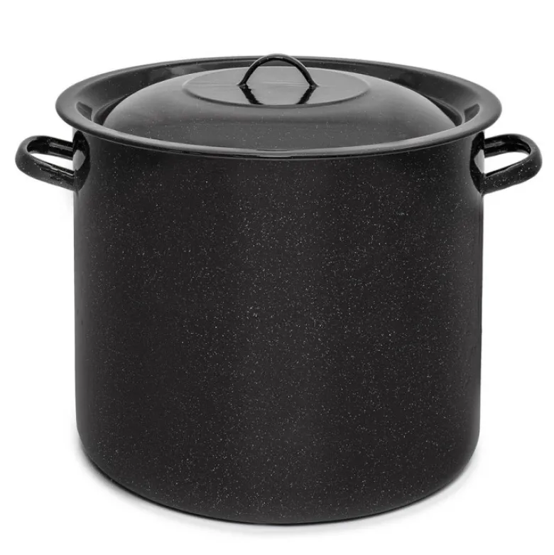 Garnek emaliowany czarny 31 L prosty duży kociołek z pokrywką 36 cm TR 5852 indukcja gaz
