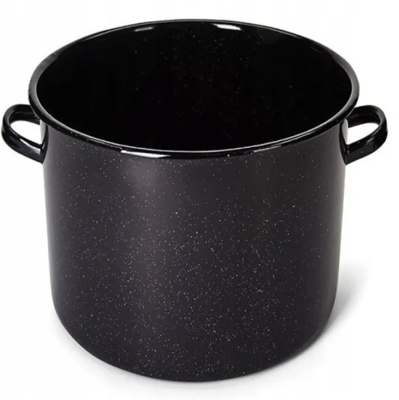 Garnek emaliowany czarny 31 L prosty duży kociołek z pokrywką 36 cm TR 5852 indukcja gaz