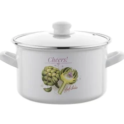 Garnek emaliowany 2 L prosty z pokrywką 16 cm Emalia Pleszew Arti