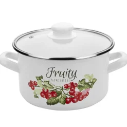 Garnek emaliowany prosty z pokrywką 22 cm 4,7 litra Florina Kalina