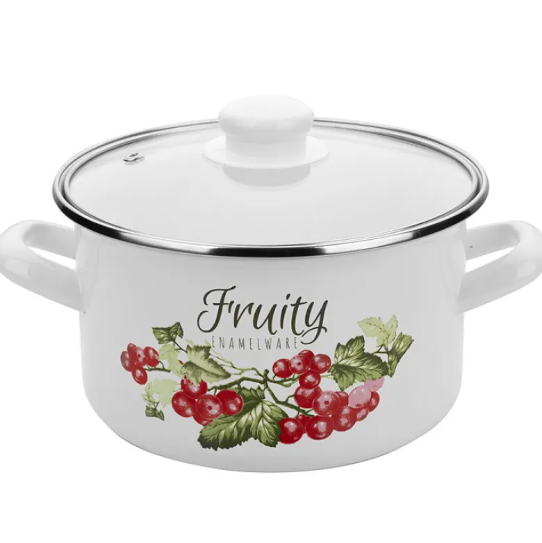Garnek emaliowany prosty z pokrywką 22 cm 4,7 litra Florina Kalina