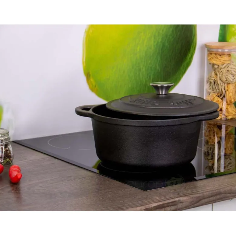 Garnek KingHoff KH 1477 -29 cm żeliwny 4,5 L Ciężki Indukcja Gaz Brytfanna