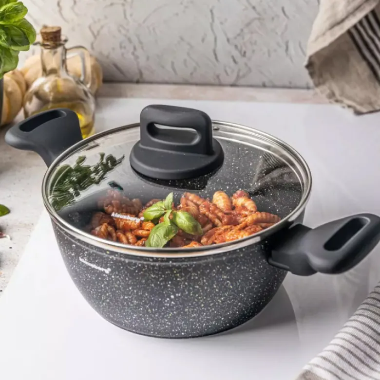 Garnek marmurkowy mały 2.3 l z pokrywką 20 cm Klausberg KB 7670 czarny marmurek indukcja gaz