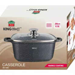 Garnek marmurowy z pokrywką Kinghoff KH 1605 6.5 L na indukcję czarny