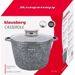 Garnek marmurowy z pokrywką Klausberg KB 7526 duży szary 10 L indukcja