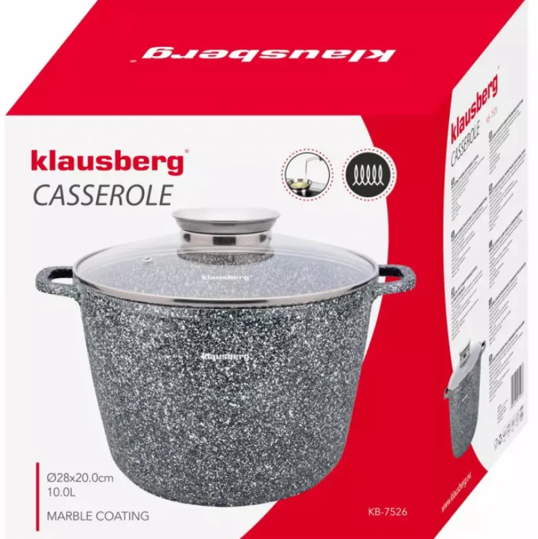 Garnek marmurowy z pokrywką Klausberg KB 7526 duży szary 10 L indukcja