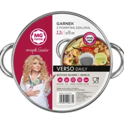 Garnek stalowy MG Home Verso Daily 18 cm 2,2 litra z pokrywką na indukcję