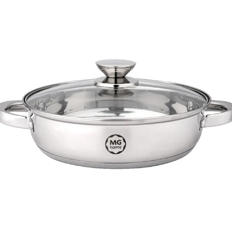 Garnek stalowy niski MG Home Verso Daily 24 cm 2,5 litra z pokrywką na indukcję