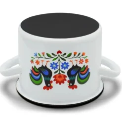 Garnek tradycyjny emaliowany 22 cm z uchwytami stalowy biały Folk 6L Tragar