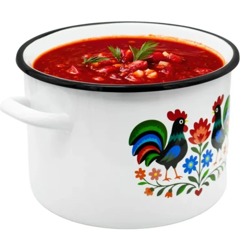 Garnek tradycyjny emaliowany 24 cm z uchwytami stalowy biały Folk 7.8L Tragar