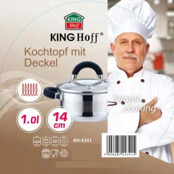 Garnek z pokrywką KingHoff KH 4343 2.1 L stalowy INDUKCJA