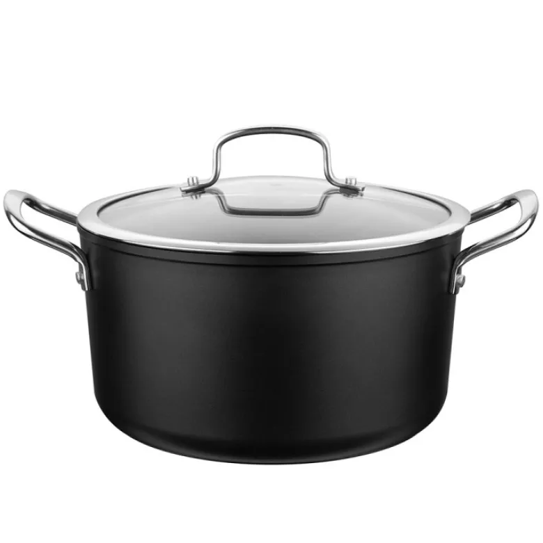 Garnek z pokrywką na indukcję i gaz Florina Stix 4 l aluminiowy czarny 24cm