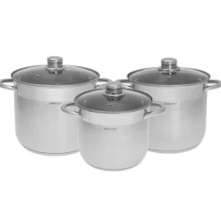 Garnki duże zestaw 3 wysokich garnków stalowych 26/28/30 cm KINGHoff KH 4312 Gaz Indukcja 11.1/13.5/16.2 litra