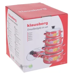 Garnki emaliowane Klausberg KB 7170 zestaw garnków emaliowane garnek GAZ emalia czerwone