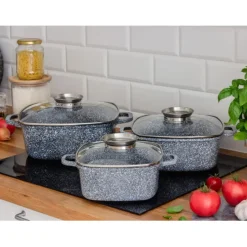 Garnki marmurowe Klausberg KB 7534 Zestaw 3 garnków na indukcję