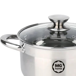 Garnki stalowe szczotkowane MG Home Moderno 6 el zestaw 3 garnków z pokrywkami na indukcję