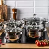 Garnki stalowe z wkładem do gotowania na parze 2.1/2.9/3.9/5L zestaw 9 elementowy Klausberg KB 7695 indukcja