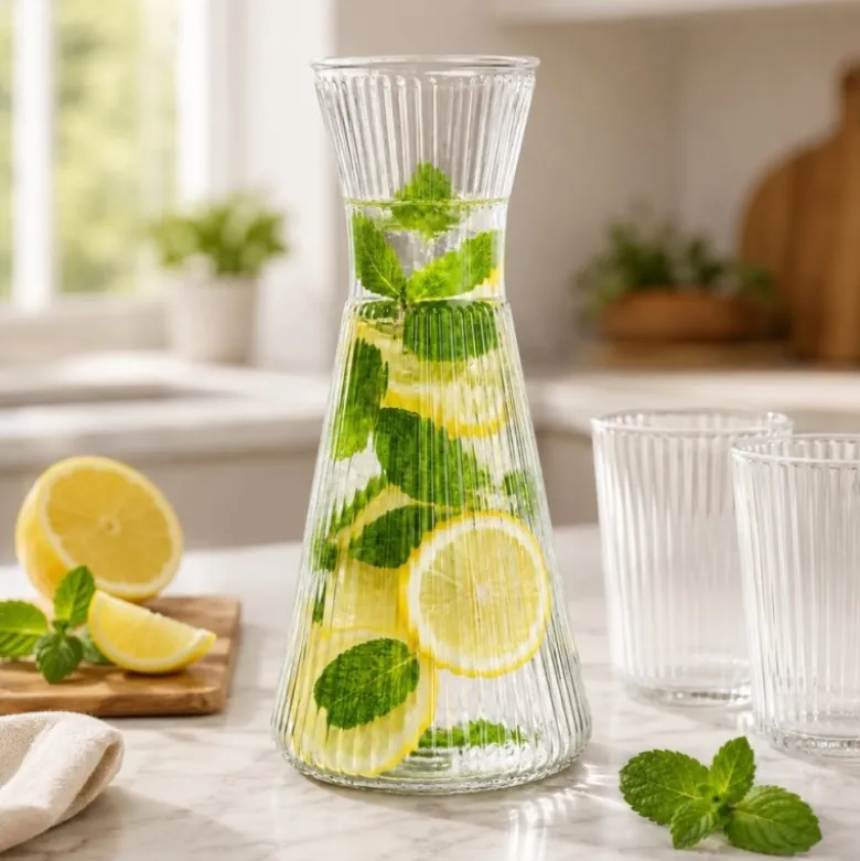 Karafka szklana 1000 ml do wody lemoniady szkło ryflowane Tragar