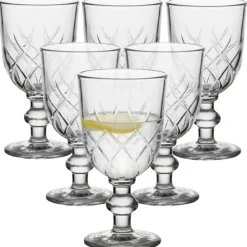Kielichy do wody 250 ml wina soku Florina Corda zestaw 6 szklanek na nóżce PRL