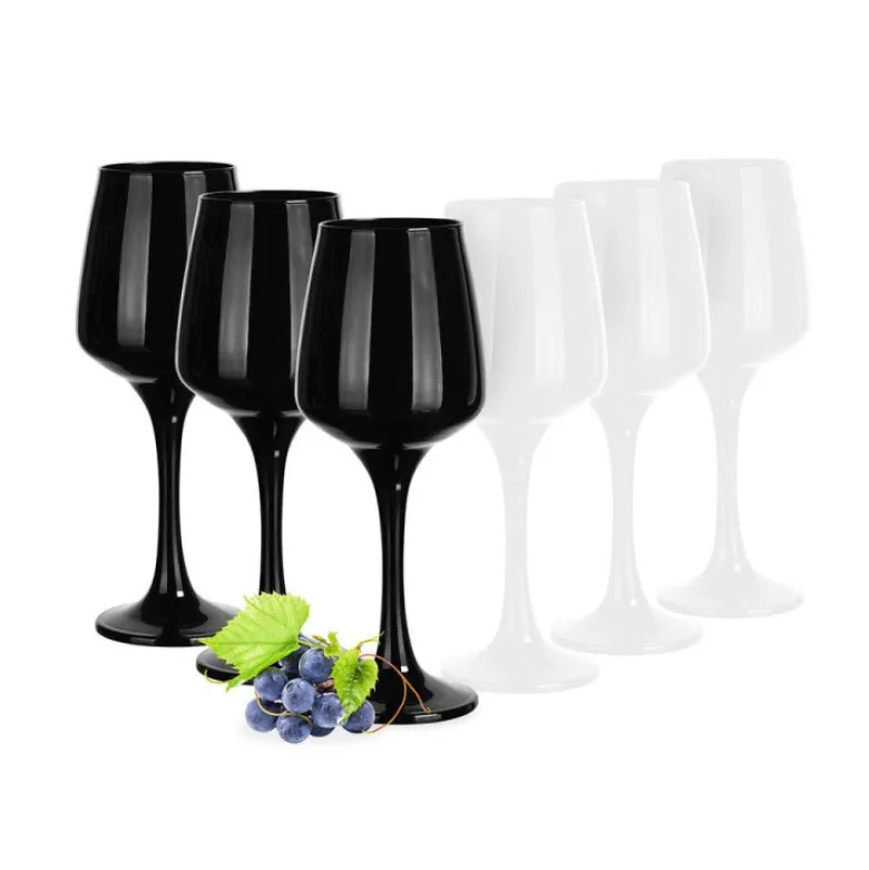 Kieliszki do wina Glasmark 360 ml komplet 6 sztuk czarne i białe