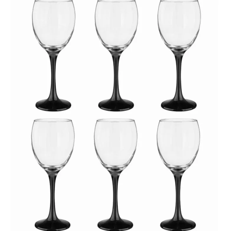 Kieliszki do wina Glasmark 300 ml komplet 6 sztuk z czarną nóżką