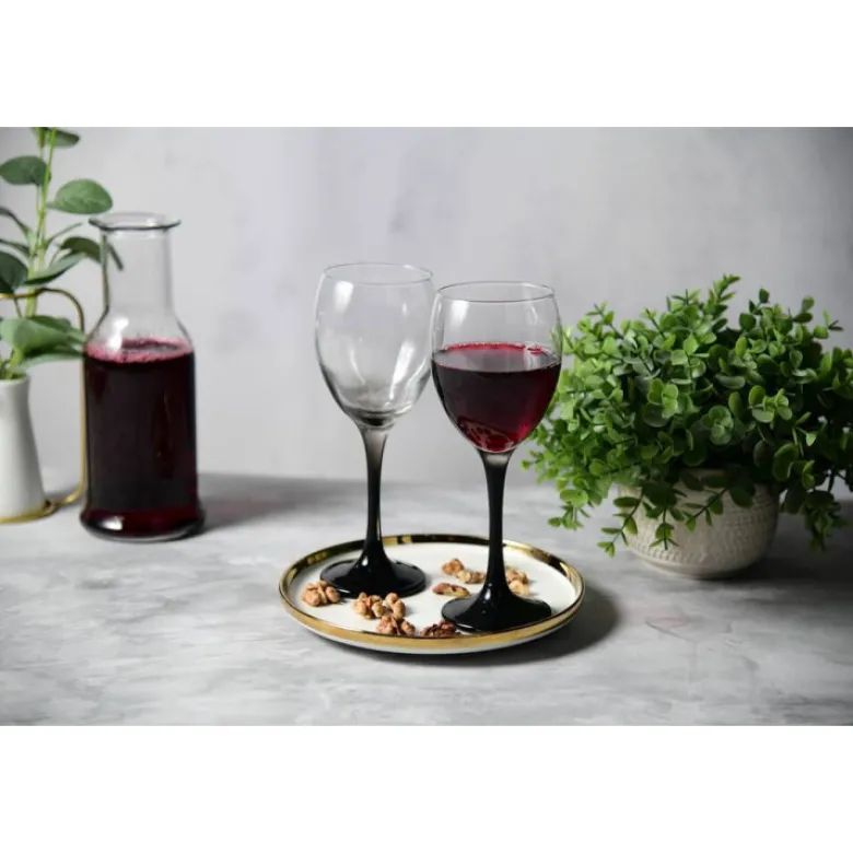 Kieliszki do wina Glasmark 300 ml komplet 6 sztuk z czarną nóżką