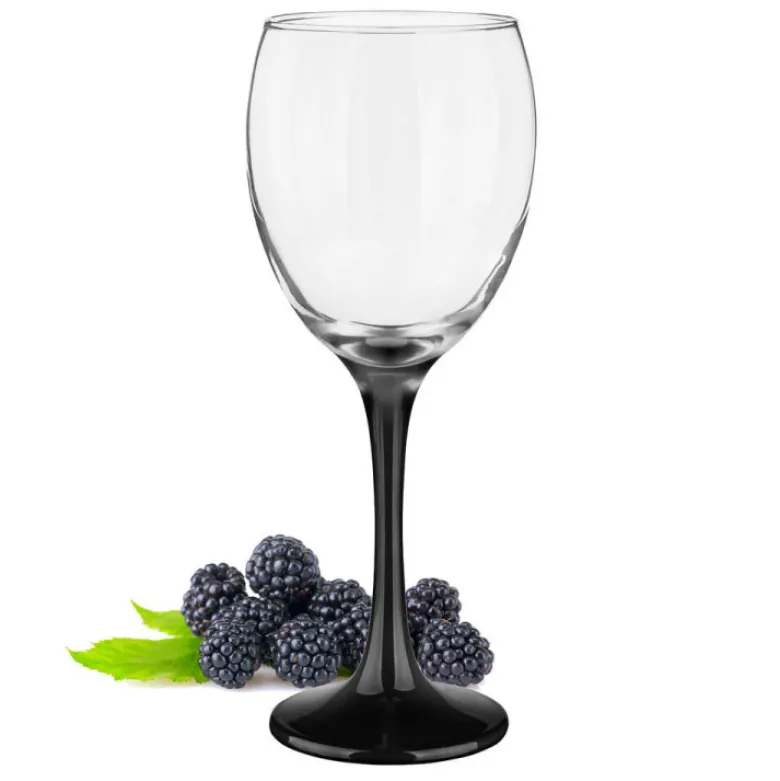 Kieliszki do wina Glasmark 300 ml komplet 6 sztuk z czarną nóżką