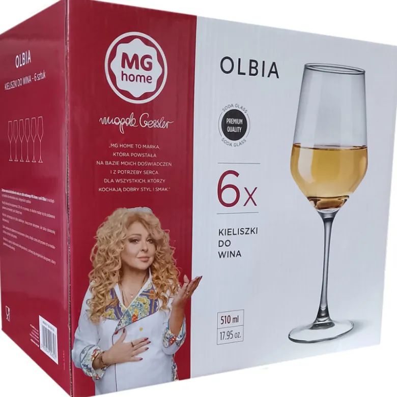 Kieliszki do wina 510 ml bezbarwne grube szkło Olbia MG Home