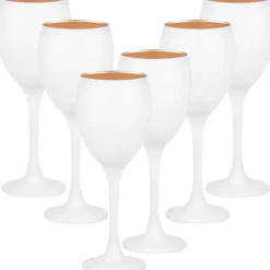 Kieliszki do wina 300 ml Glasmark Glamour komplet 6 sztuk biało-złote