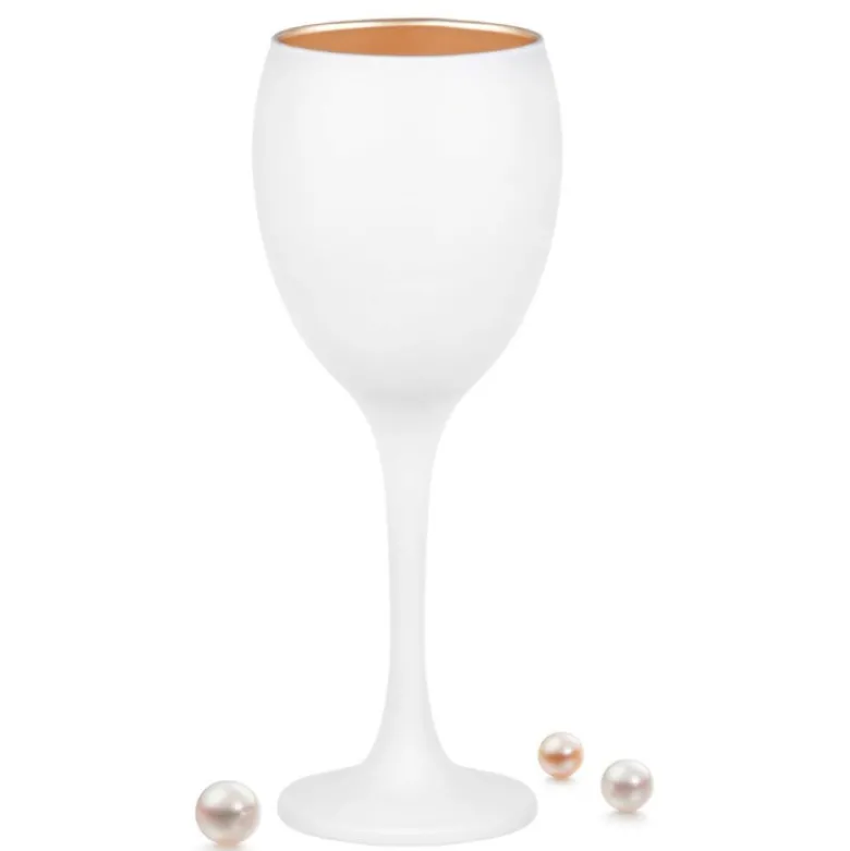 Kieliszki do wina 300 ml Glasmark Glamour komplet 6 sztuk biało-złote