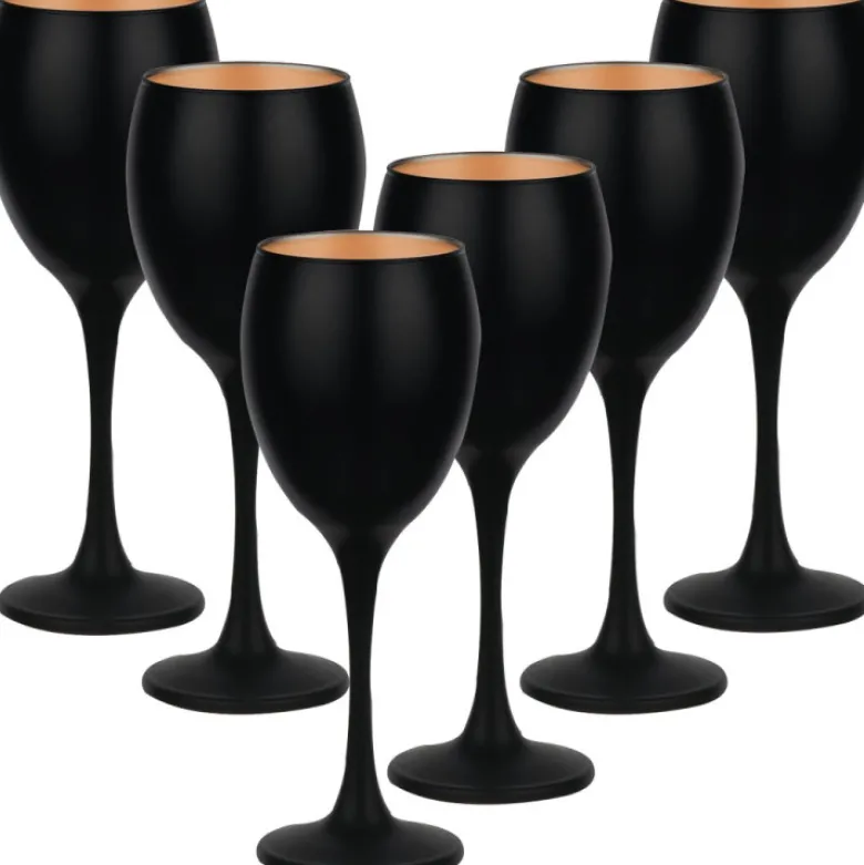 Kieliszki do wina 300 ml Glasmark Glamour komplet 6 sztuk czarno-złote