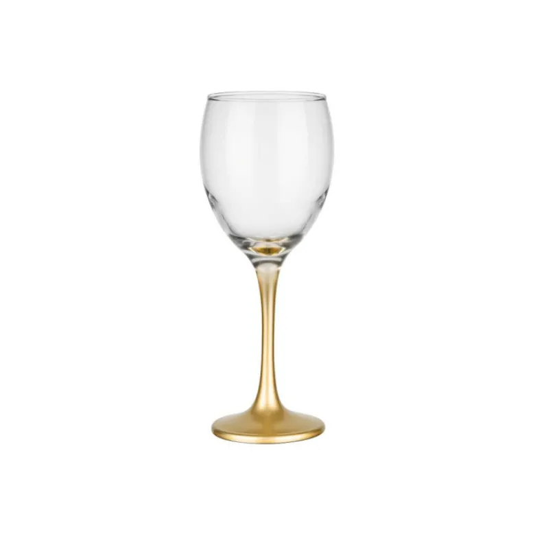 Kieliszki do wina 300 ml Glasmark komplet 6szt złota nóżka