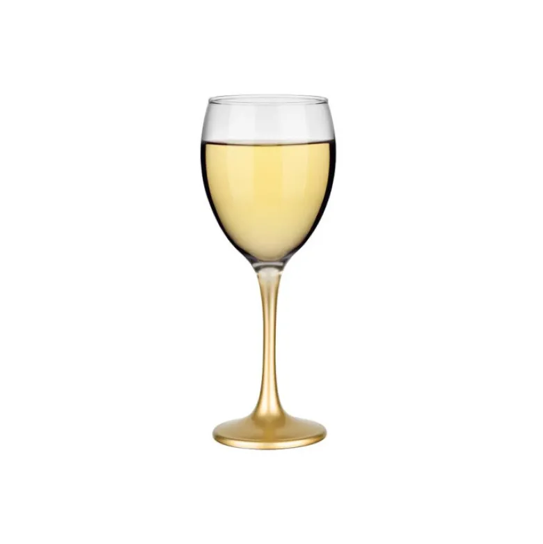 Kieliszki do wina 300 ml Glasmark komplet 6szt złota nóżka