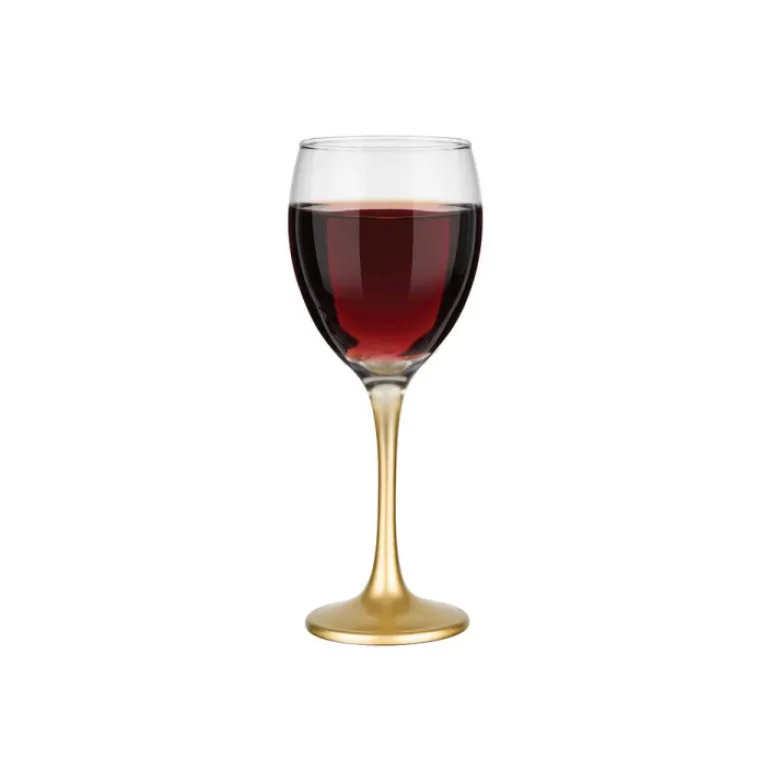 Kieliszki do wina 300 ml Glasmark komplet 6szt złota nóżka