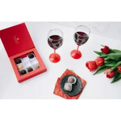 Kieliszki do wina 300 ml Glasmark komplet 6szt czerwona nóżka