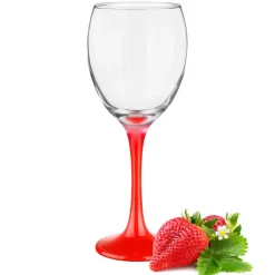 Kieliszki do wina 300 ml Glasmark komplet 6szt czerwona nóżka