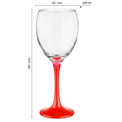 Kieliszki do wina 300 ml Glasmark komplet 6szt czerwona nóżka