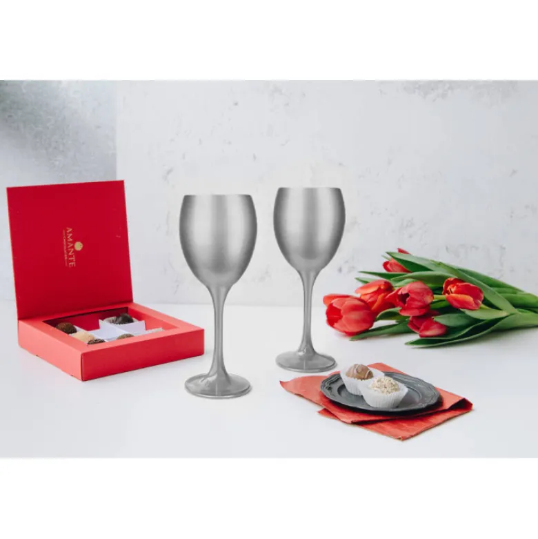 Kieliszki do wina srebrne 300 ml Glasmark komplet 6szt