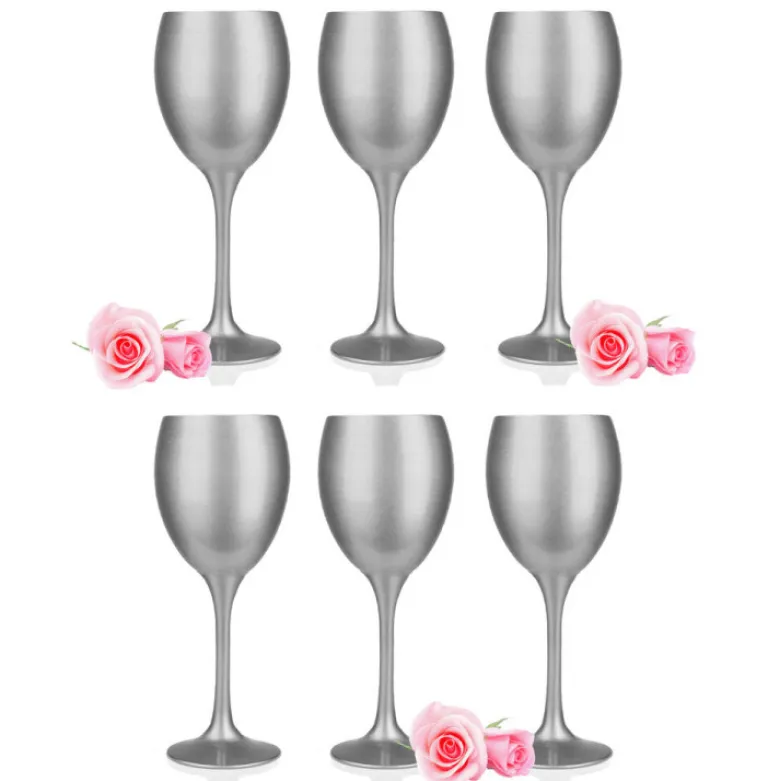 Kieliszki do wina srebrne 300 ml Glasmark komplet 6szt