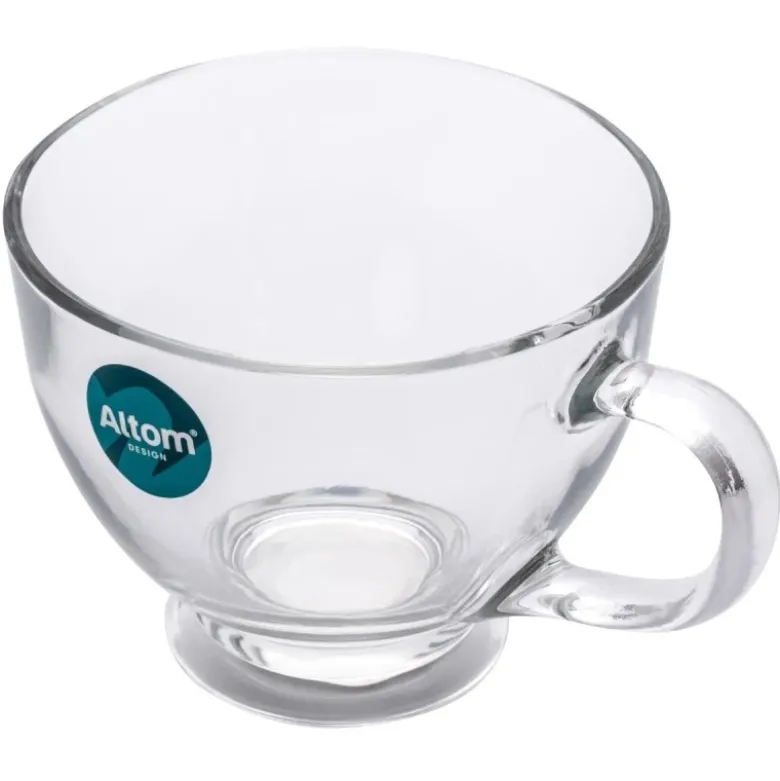 Klasyczne filiżanki do kawy i herbaty 420 ml szklane na stopce serwis kawowy Altom Design zestaw 6 szt