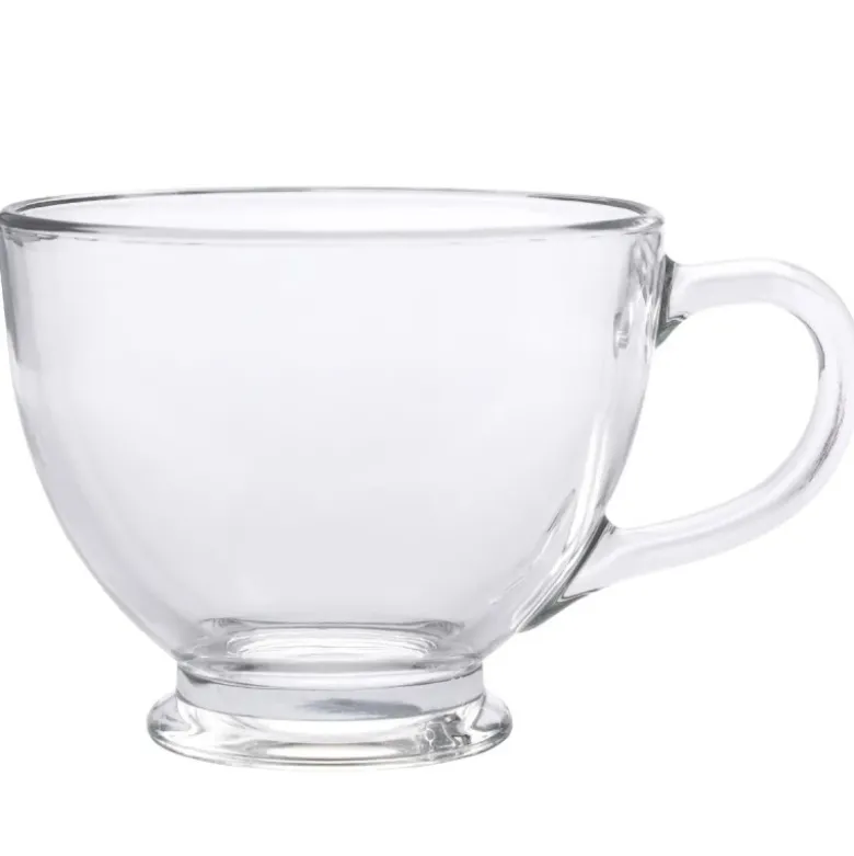 Klasyczne filiżanki do kawy i herbaty 420 ml szklane na stopce serwis kawowy Altom Design zestaw 6 szt