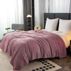 Koc różowy 200x220 cm mikrofibra Cotton World miękki ciepły pled narzuta na łóżko KHT-60
