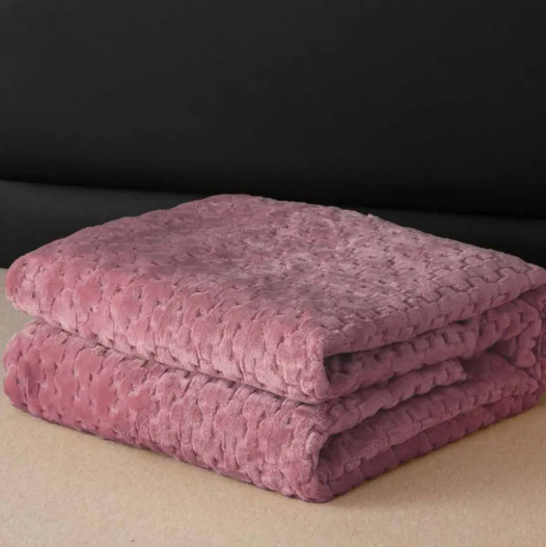 Koc różowy 200x220 cm mikrofibra Cotton World miękki ciepły pled narzuta na łóżko KHT-60