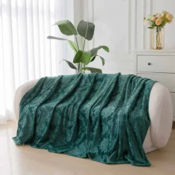 Koc 160x200 cm mikrofibra Cotton World miękki ciepły pled narzuta na łóżko zieleń butelkowa KHP-44