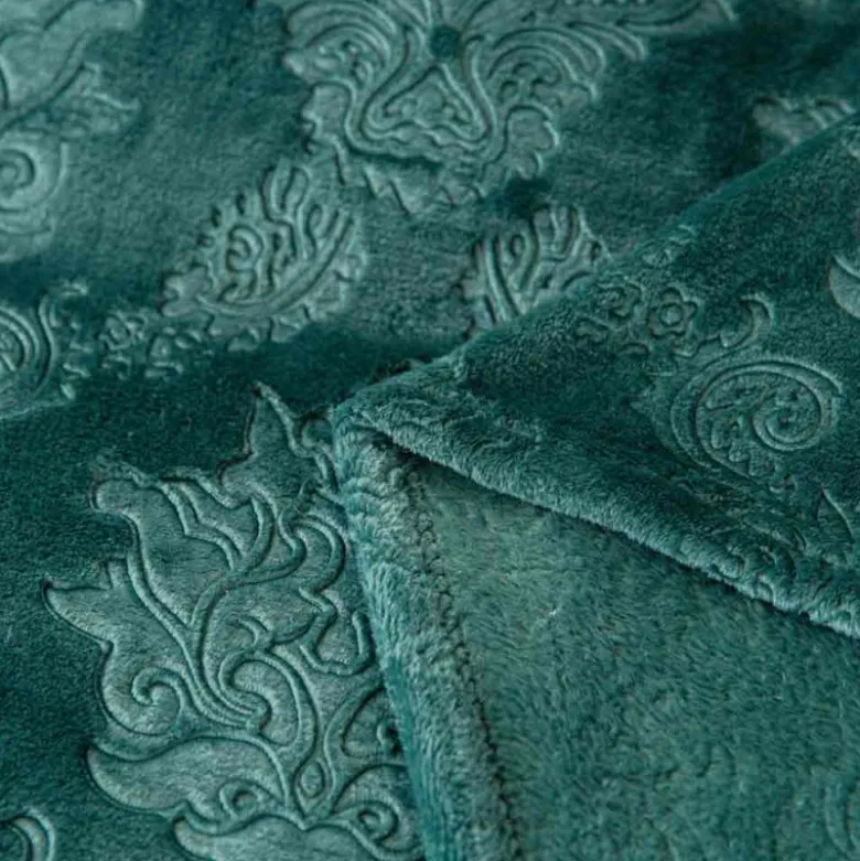 Koc 160x200 cm mikrofibra Cotton World miękki ciepły pled narzuta na łóżko zieleń butelkowa KHP-44